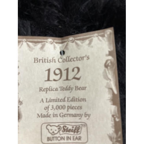 340 - Toys/Collectibles: Steiff British  Collectors 1912 replica teddy bear. Limited edition of 3000 piece... 