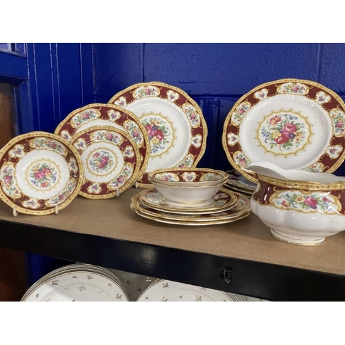 351 - Pottery porcelain Royal Albert Lady Hamilton pattern dinner plates (10½ins) x 6, salad plates (8ins)... 