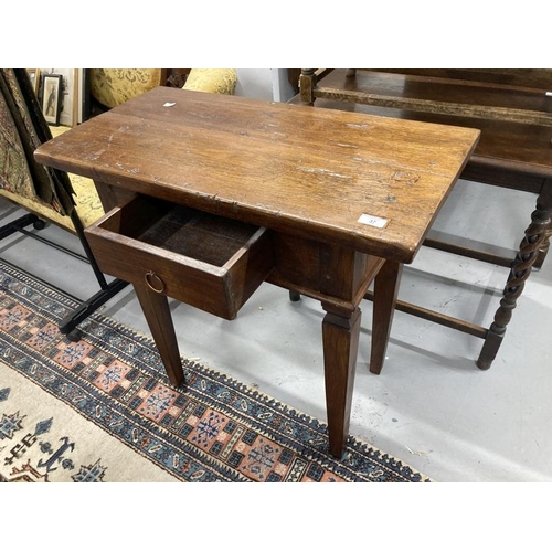 37 - Continental one drawer side table on square tapered legs. 31½ins. x 16ins. x 31ins.