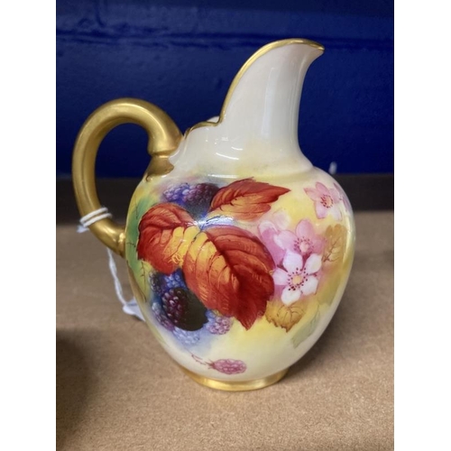 385 - 20th cent. Ceramics: Royal Worcester blush cream jug decorated with blackberries, signed K. Blake, c... 