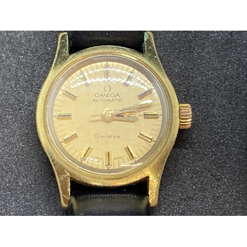 434 - Watches: Ladies 1970s gold plated Omega automatic with original leather strap. Plus a gentlemen's 19... 