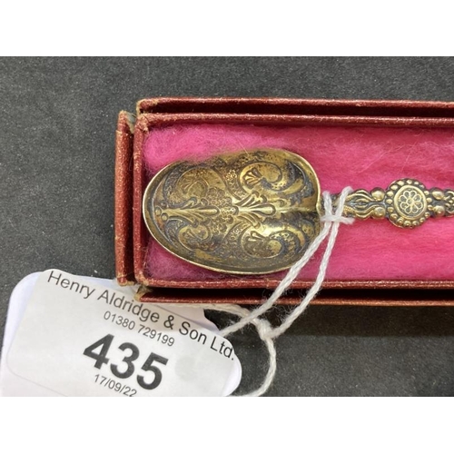 435 - Hallmarked Silver: Edward VII 1902 Coronation spoon in original case and a pocket watch stamped fine... 