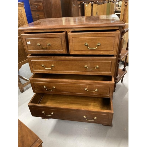 44 - 20th cent. Mahogany chest of two over four drawers with brass handles and bracket feet. 31ins. x 19i... 