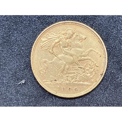 478 - Gold Coinage: Edward VII 1906 half sovereign.