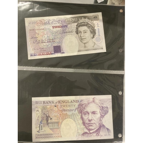 489 - Numismatics: banknotes GB £20 notes. Page, Gill and Kentfield. William Shakespeare and Michael Farad... 