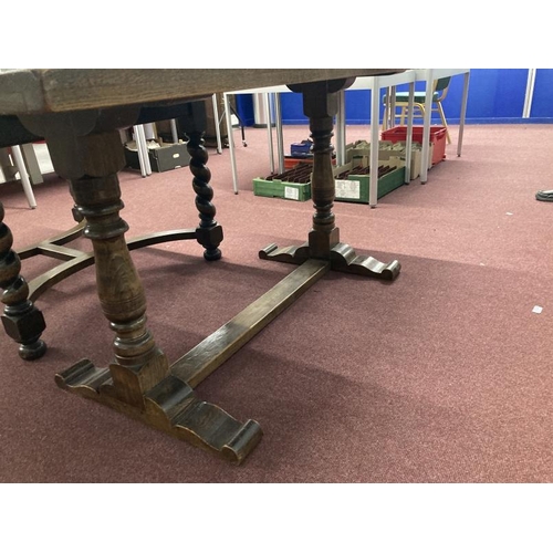 50A - 20th cent. Oak refectory table turned supports, central stretcher. 60ins. x 29ins. x 29½ins.