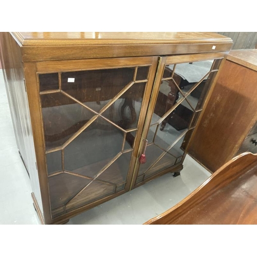 62 - 20th cent. Mahogany two door astragal glazed cabinet, moulded top on bracket feet. 48ins. x 48ins. x... 