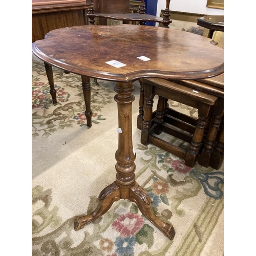 97 - Early 20th cent. Two small tables one walnut on column with cabriole legs, the other mahogany, two f... 