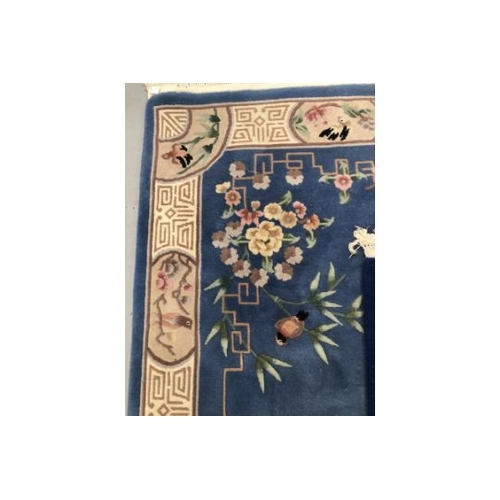 11A - Carpets & Rugs: Chinese hand washed, the first blue ground with avian and floral decoration in blues... 