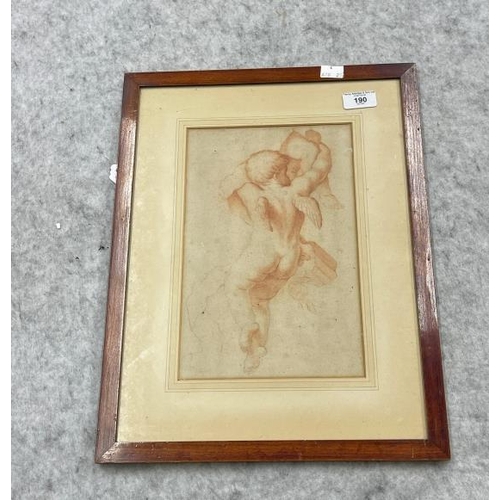 190 - Italian School: Red chalk and pencil on paper drawing of putti, on reverse bears label A.J. Mucklow ... 