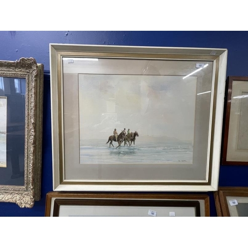 191 - Tom Gilfillan (1932-1953): Watercolour, Horse Riding on the Shore, signed Tom Gilfillan lower right,... 