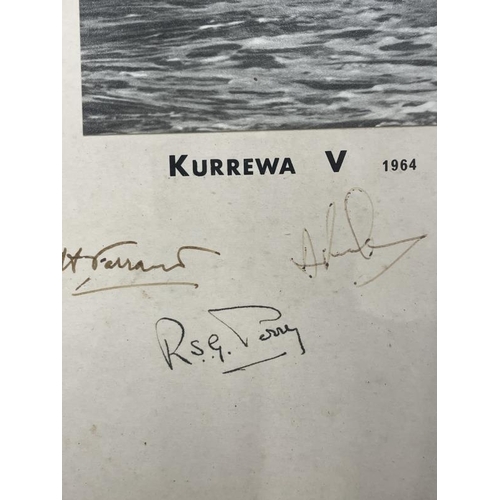 192 - Photographs: Photographs of the Kurrewa V 1964 in the American Cup 1964, both signed by seven of the... 