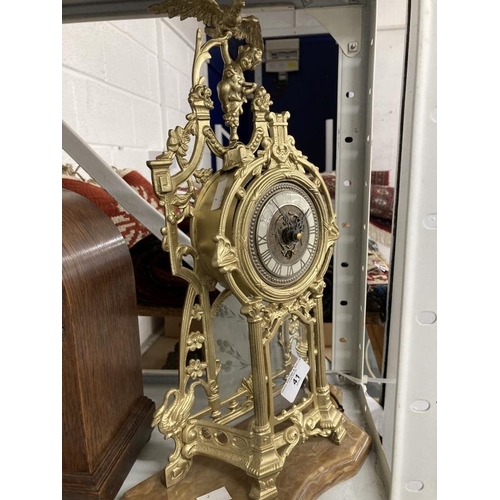 41 - Clocks: 20th cent. Gilt metal clock in the French style.