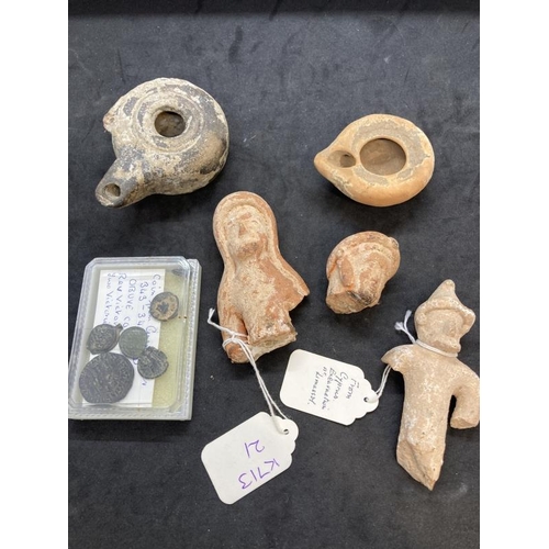 588 - Ancient Artefacts: Excavated from Romano-Greek Cyprus including terracotta Cypro-Archaic figure frag... 