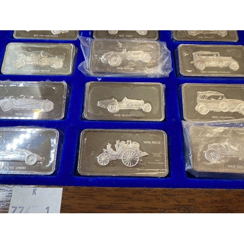 593 - Hallmarked Silver/Automobilia: The Lord Montagu collection of Great Cars, silver ingots comprising o... 