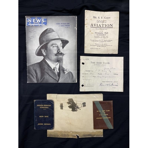 10 - EARLY AVIATION PIONEERS/THE SAMUEL CODY ARCHIVE: Extremely important Royal Aero Club Aviators Certif... 