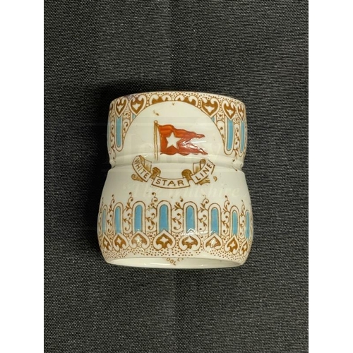 136 - WHITE STAR LINE: Unusual oversize First-Class Wisteria Stonier and Company egg cup, with hairline cr... 