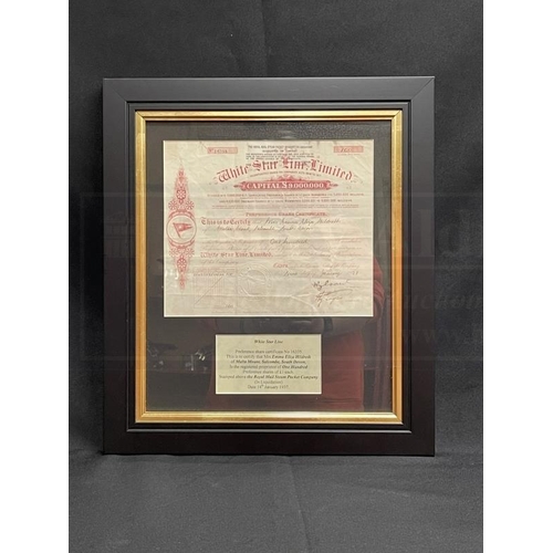 191 - WHITE STAR LINE: Preference share certificate to the value of one hundred shares in The White Star L... 