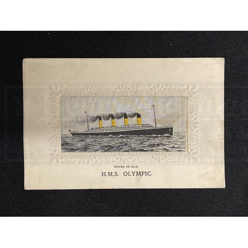 194 - THE MAY COLLECTION: Rare H.M.S. Olympic silk postcard.