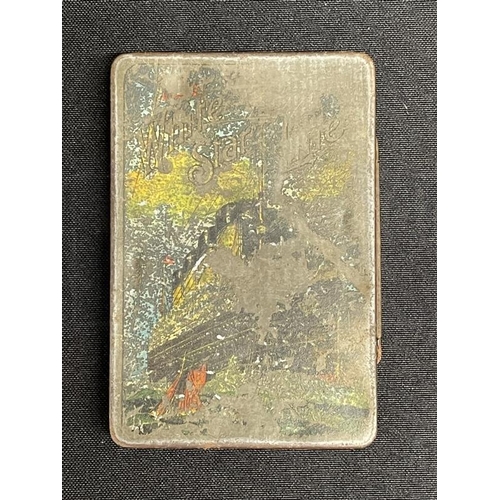 197 - WHITE STAR LINE: Heavily used R.M.S. Britannic/R.M.S. Olympic cigarette tin with match striker. 4½in... 