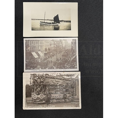 217 - POSTCARDS: Unusual lifeboat related cards to include real photo Lifeboat Demonstration Southampton 1... 