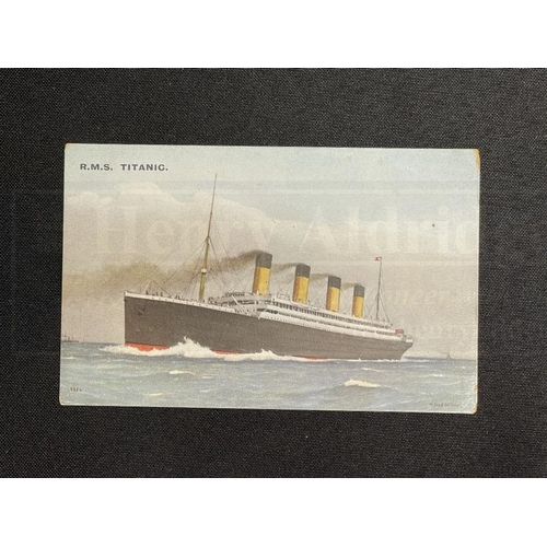 218 - R.M.S. TITANIC: J. Salmon postcard of the ill-fated Titanic signed by survivors Millvina Dean and Be... 