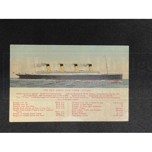 219 - R.M.S. TITANIC: Unusual John Adams of Southampton pre-maiden voyage postcard of the new White Star l... 