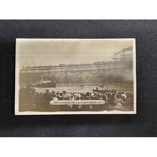 225 - R.M.S. TITANIC: Extremely rare J. Johnson of Belfast real photo postcard of Titanic's launch on May ... 