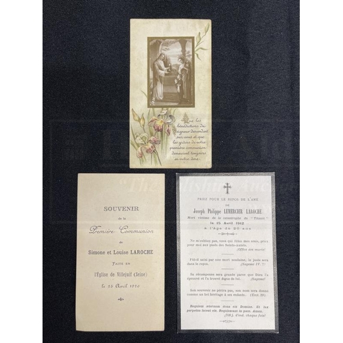 245 - R.M.S. TITANIC: Second-Class passenger Joseph Laroche's death notice, with text and prayers on front... 