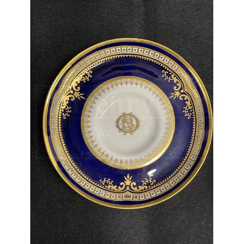 250 - R.M.S. TITANIC: Rare cobalt blue and gilt saucer with gilt OSNC to centre. Made by Spode and carryin... 