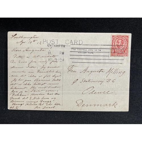 257 - R.M.S. TITANIC: An exceptional handwritten postcard postmarked 11pm 9th April 1912 sent by Second-Cl... 