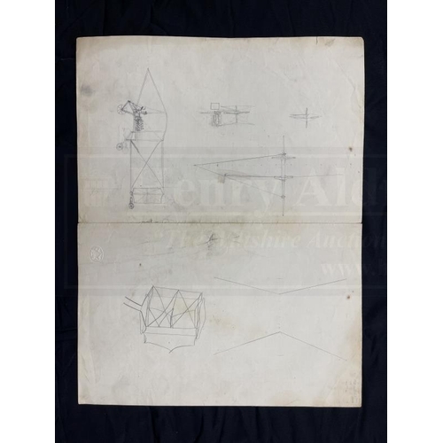 5 - EARLY AVIATION PIONEERS/THE SAMUEL CODY ARCHIVE: Original pencil design by Samuel Cody of his bi-pla... 