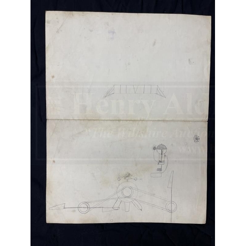 5 - EARLY AVIATION PIONEERS/THE SAMUEL CODY ARCHIVE: Original pencil design by Samuel Cody of his bi-pla... 