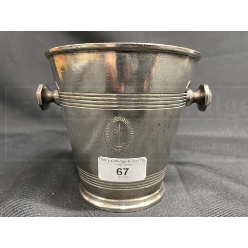 67 - OCEAN LINER: Mappin and Webb Orient Line ice bucket. 5½ins.