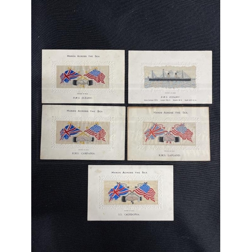 71 - WHITE STAR LINE: Collection of silk postcards including R.M.S. Oceanic and S.S. Lapland. NB The Lapl... 