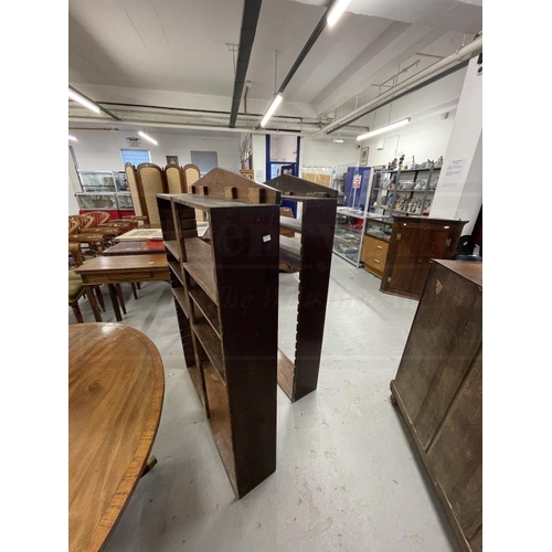 100 - 19th cent. Mahogany recess adjustable shelves bookcases. A pair. 40ins. x 59ins. and 37ins. x 59ins.