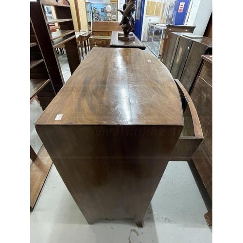 102 - 19th cent. Mahogany bow front chest of two short over three long drawers, ebony stringing, two panel... 