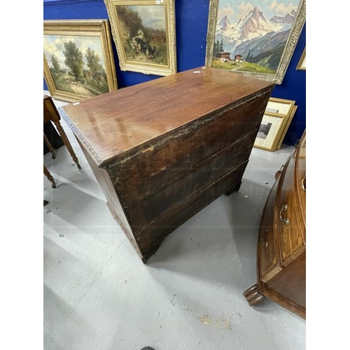 106 - Late 18th cent. Mahogany chest of drawers, rectangular top with carved moulded edge, a brushing slid... 