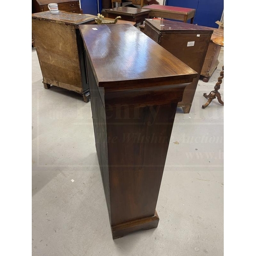 112 - 19th cent. Walnut glazed door cabinet with boxwood inlay and brass mounts to the front on a shaped p... 