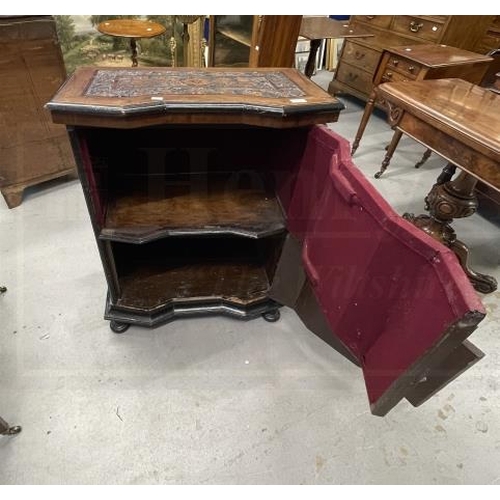 116 - 18th cent. North Italian walnut commode cupboard, marquetry panels with birds and flowers and part e... 