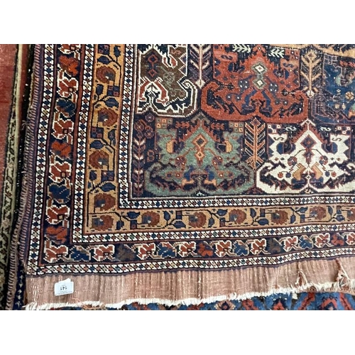 141 - Carpets & Rugs: 19th cent. Kazak rug, multicoloured ground decorated with geometric patterns in ivor... 