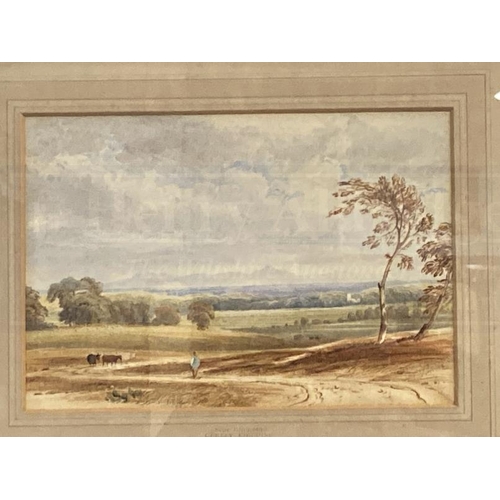 162 - Anthony Van Dye Copley Fielding (1787-1855): Near Carnobie watercolour landscape, cattle and figure,... 