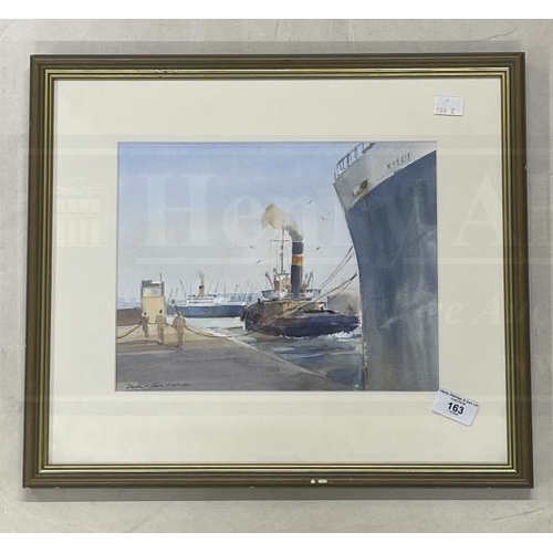 163 - Dennis John Hanceri R.S.M.A: Watercolour harbour scene signed lower left, framed and glazed. 8¾ins. ... 