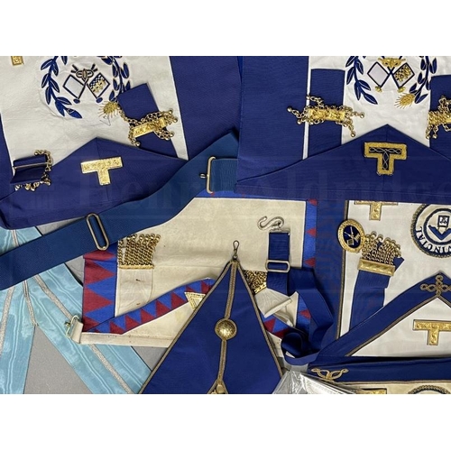 20 - Masonic: Selection of 1970s Regalia to include sashes and base metal jewels, etc.