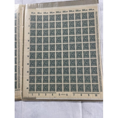 238 - Stamps: Germany, 1921 The Weimer Republic, complete unused sheets of 100 stamps in a SAFE album incl... 