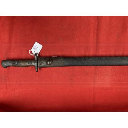 248 - 1907 British Army Bayonet plus two Malaysian/Burmese machetes with American blades cWWII.