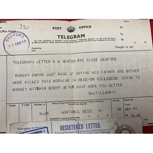 261 - Militaria/World War Two: Emotive Post Office telegram to G.W. Neston relating to the death of his mo... 