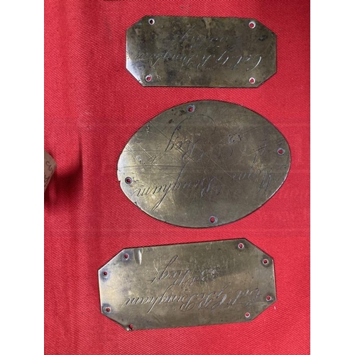 264 - Collection of brass and other name plates for Major General Sir George Bingham KCB, a pair of early ... 