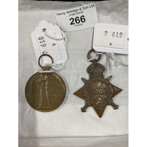 266 - Medals: WWI War Medal and Victory Medal awarded to Private I F.P. Townsend 93216 R.A.F and a 1914-19... 