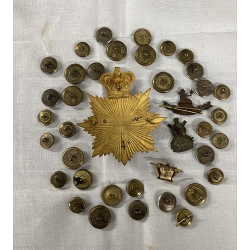 269 - Militaria: 19th cent. Royal Military Academy Sandhurst Helmet Plate plus a collection of Victorian a... 